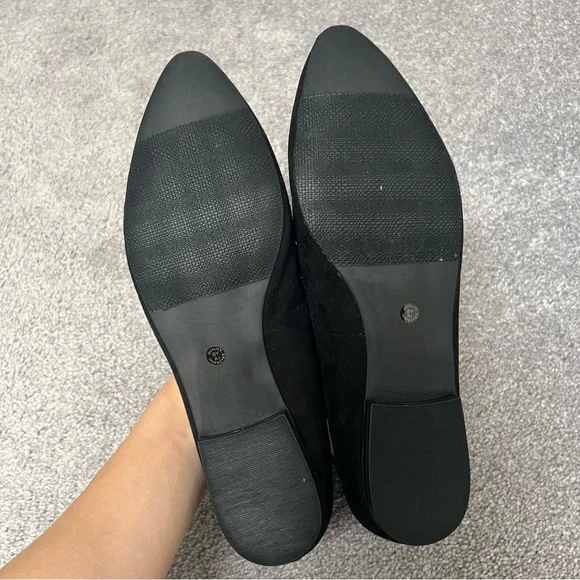 A. N. A. Black suede lace up bow tie pointed Ember Black size 9.5 M comes in box - Picture 9 of 10